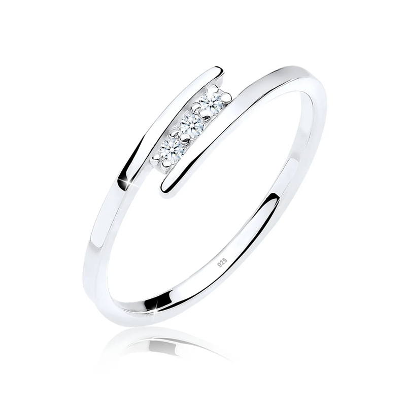 Elli Ring Ring Klassiker Trio Diamant 0.04 ct. 925 Silber weiss