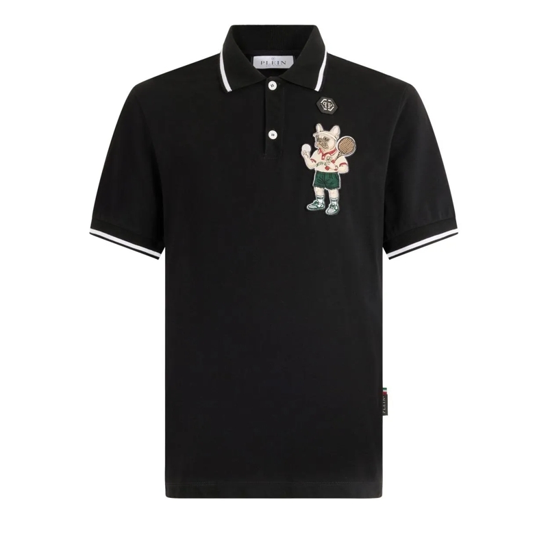 Philipp Plein T-Shirt Polo T-Shirt New York Tennis Patch schwarz