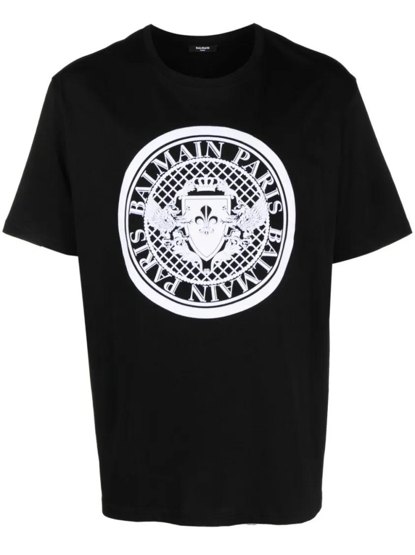 Balmain - Black Crew Neck T-Shirt - Größe L - schwarz