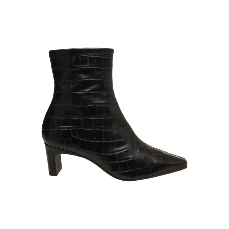 Copenhagen Stiefel Crocodile-Effect Leather Ankle Boots With Pointed  Black