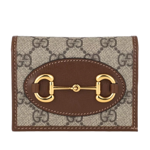 Gucci Horsebit Cardcase Leather Beige Ebony Klaffplånbok