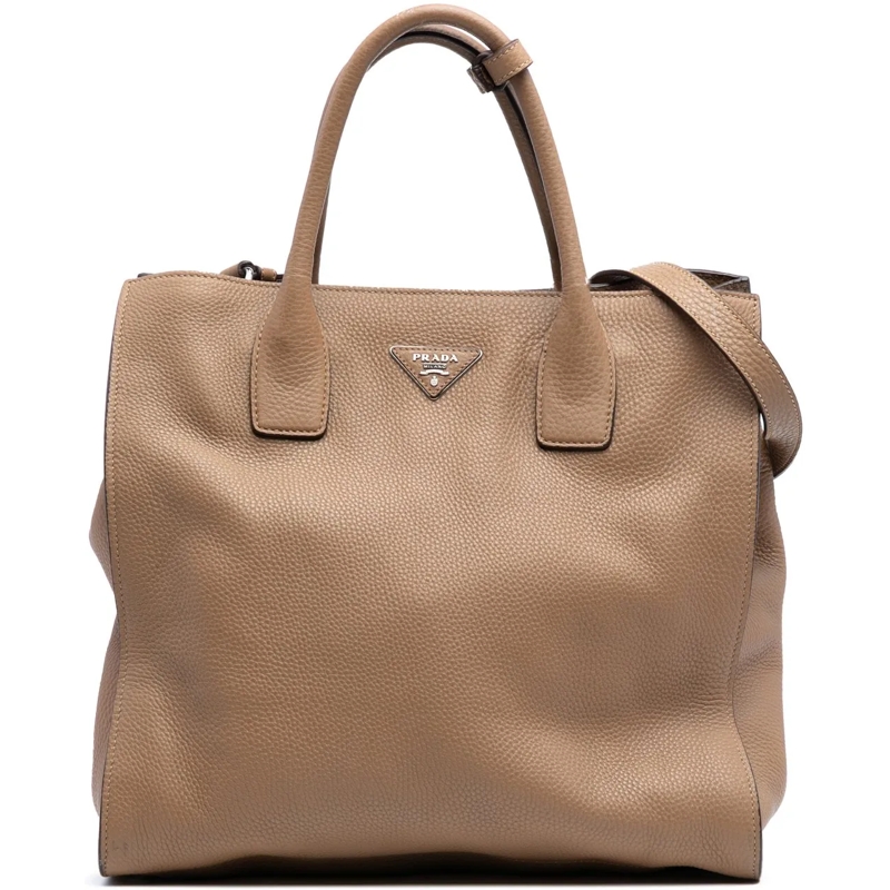 Prada Sac à bandoulière Vitello Daino Open Convertible Tote braun