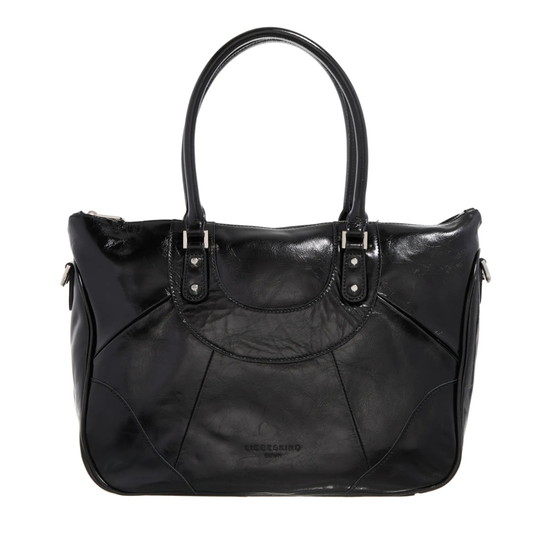 Liebeskind Berlin Shopper Esther Lack Distressed Satchel Bag M Black