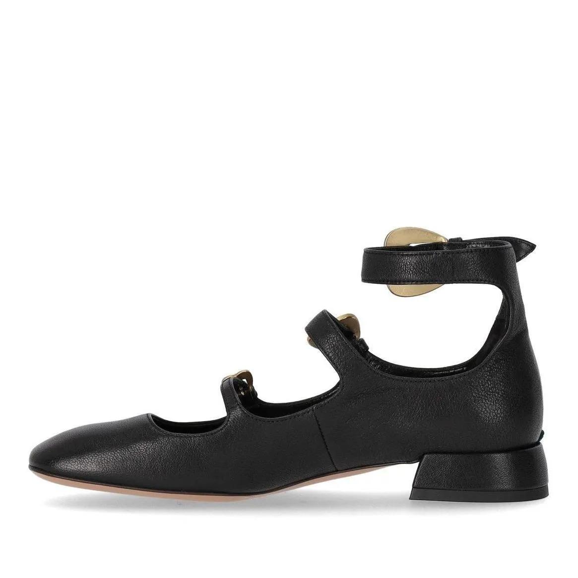 A. Bocca Loafers & Ballerinas - A.BOCCA SCHWARZE BALLERINAS MIT RIEMEN - Gr. 39 (EU) - in Schwarz - für Damen