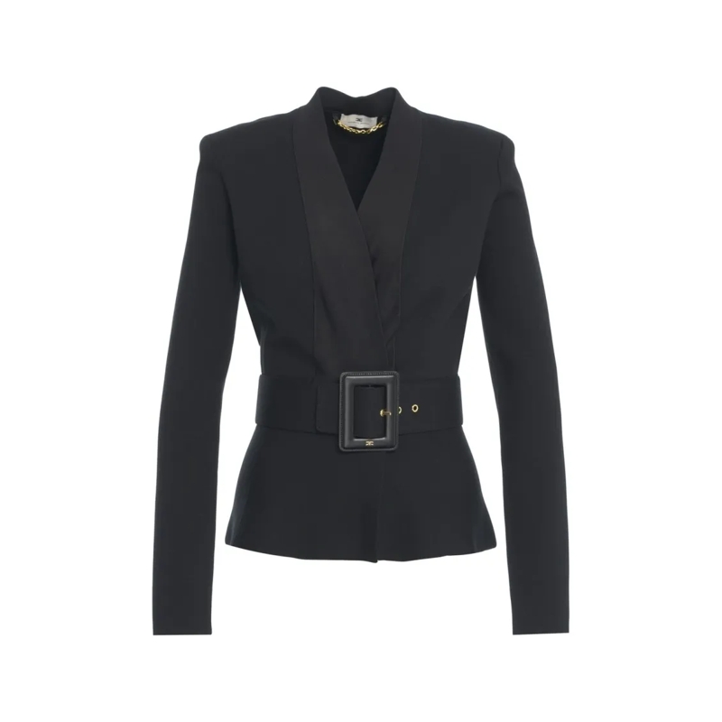 Elisabetta Franchi Blazer Blazer With Belt At The Waist Black