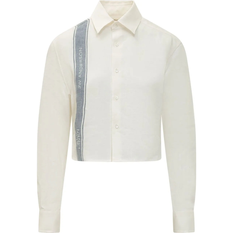 J.W.Anderson Bluse Camicia Cropped con Colletto e Banda Laterale weiß