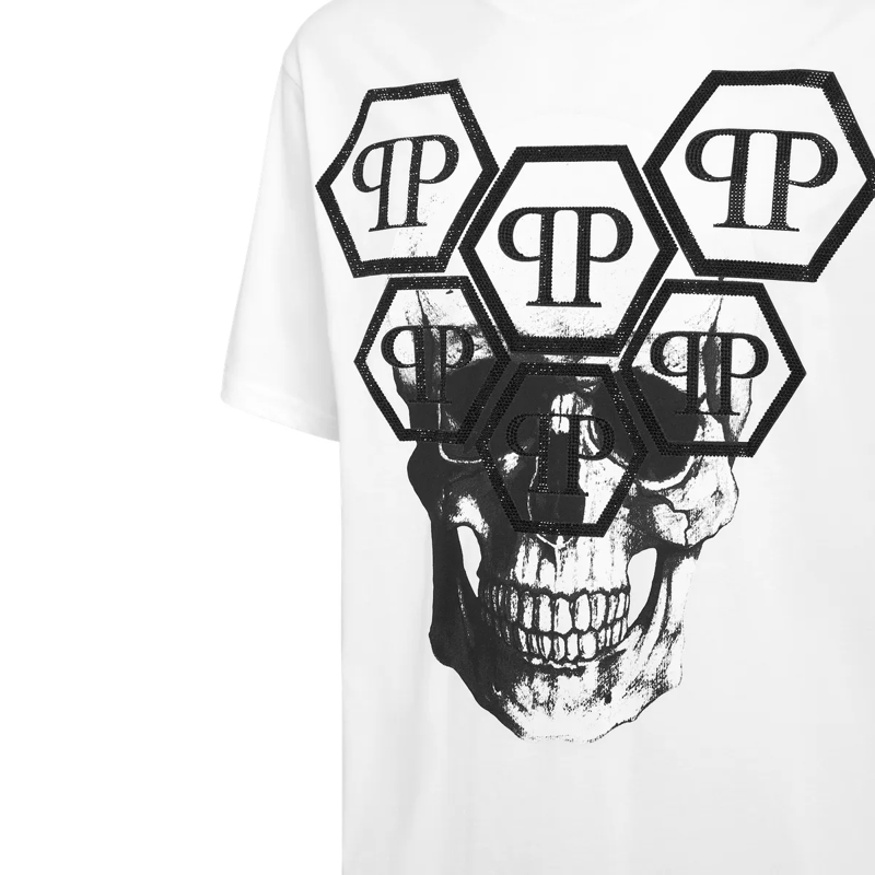 Philipp Plein T-Shirt T-Shirt Skull Mit Schmucksteinen weiss(Image 3)
