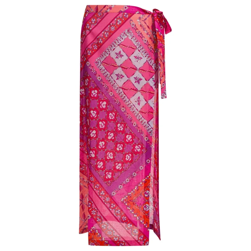Pucci Midirok Festa Print Midi Skirt Pink