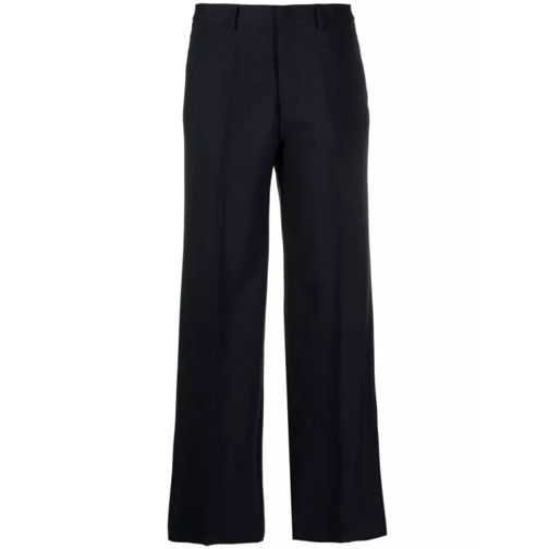 P.A.R.O.S.H. Midnight Blue Stretch-Wool Twill Trousers Black 