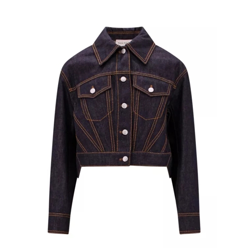 Alexander McQueen Cotton Jacket With Contrasting Stitching Black Jeans
