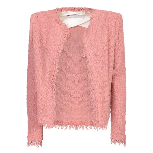 Iro Open-Front Jacket With Fringed Edges Pink 