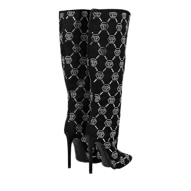 Philipp Plein Stiefeletten Stiefel High Heels Mid Monogram Mit Schmucksteinen schwarz(Image 3)