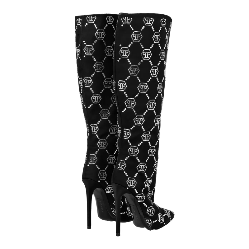 Philipp Plein Stiefel Stiefel High Heels Mid Monogram Mit Schmucksteinen schwarz(Image 2)