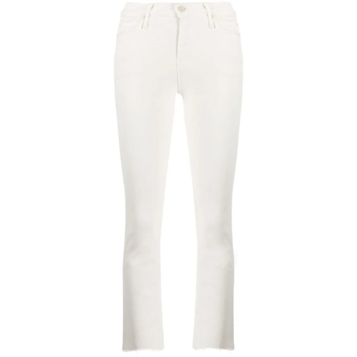 Mother Jeans Cream Puffs White Cotton Blend Flared Cropped Jean White