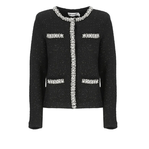 Self Portrait Strickkleid Black Sequin Knit Cardigan Black