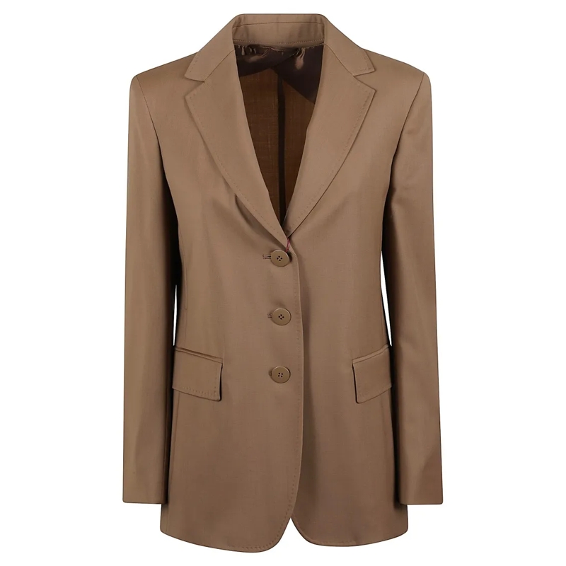 Max Mara Blazer Tailored Brown Wool Blazer With Notch Lapel Brown