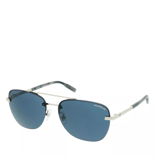 Montblanc MB0056S-003 60 Man Metal Silver-Silver-Blue Sunglasses