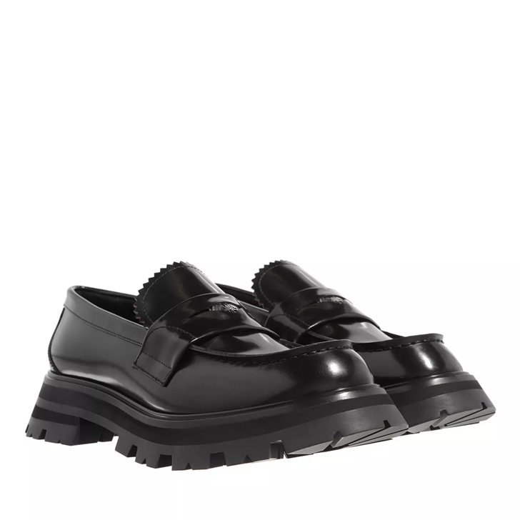 Black leather hot sale platform loafers