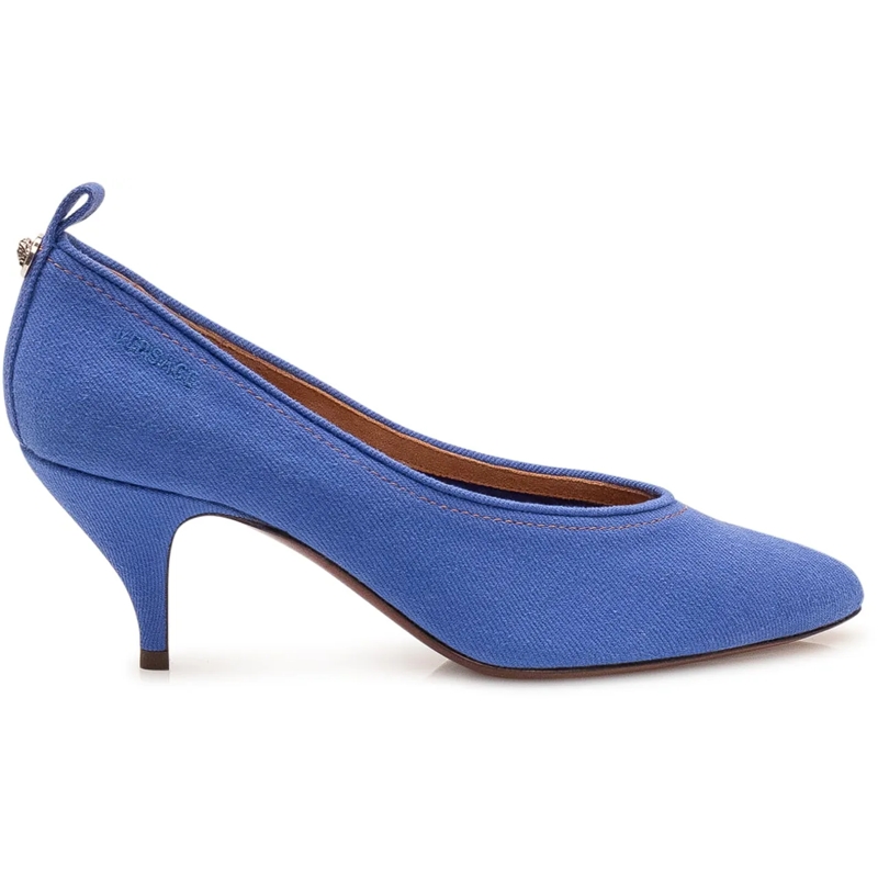 Versace Pumps Decollete con Punta Affusolata e Tacco Medio blau