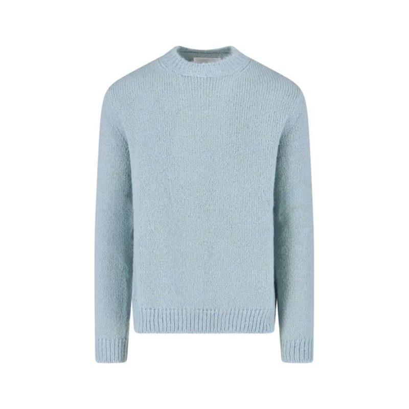 Jil Sander Trui Knitted Crewneck Sweater In Light Blue Alpaca-Wool Blue