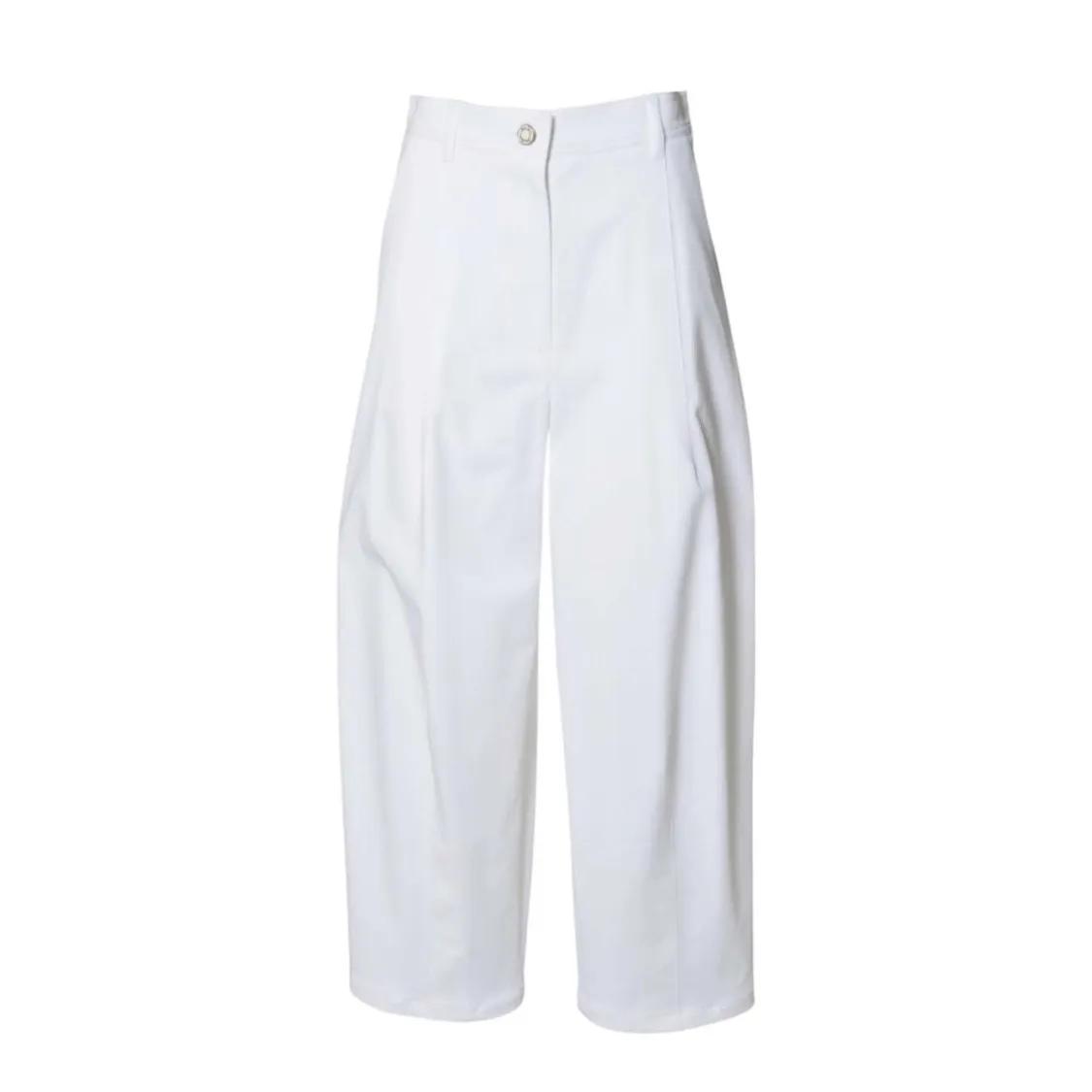 Thumbnail - Max Mara - Mina Baggy Trousers In White Twill - Größe 42 - weiß