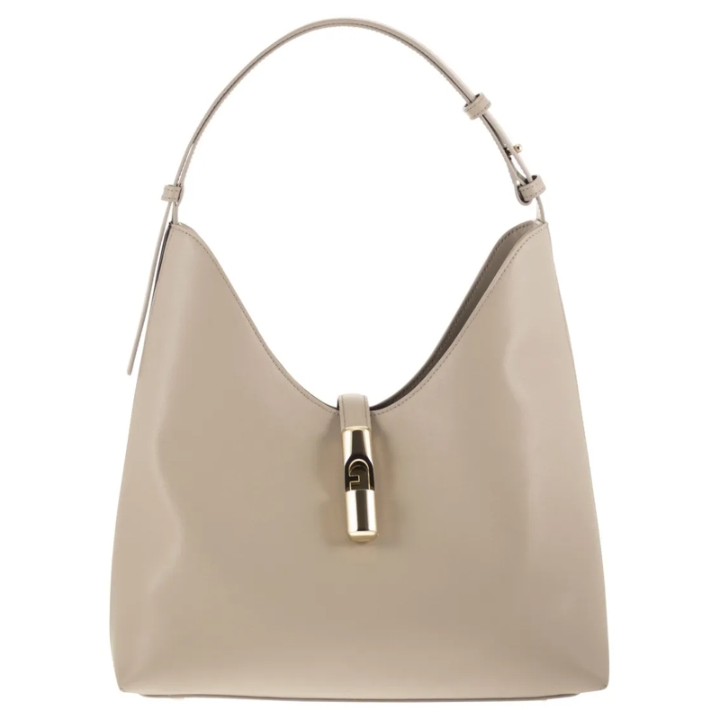 Furla Schultertasche Deconstructed Hobo Bag With Cylindrical Logo Hardw Neutrals