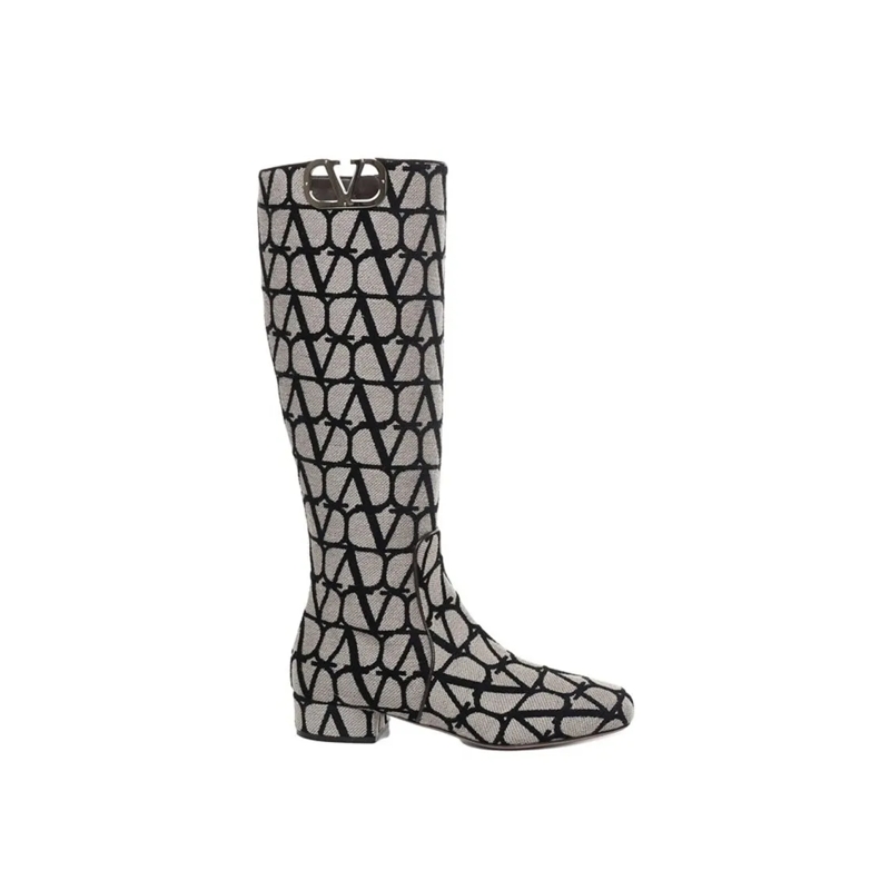 Valentino Garavani Stiefel Vlogo Type Boots Grey