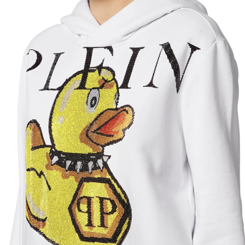 Philipp Plein Top Hoodie Duck Mit Schmucksteinen weiss(Image 5)