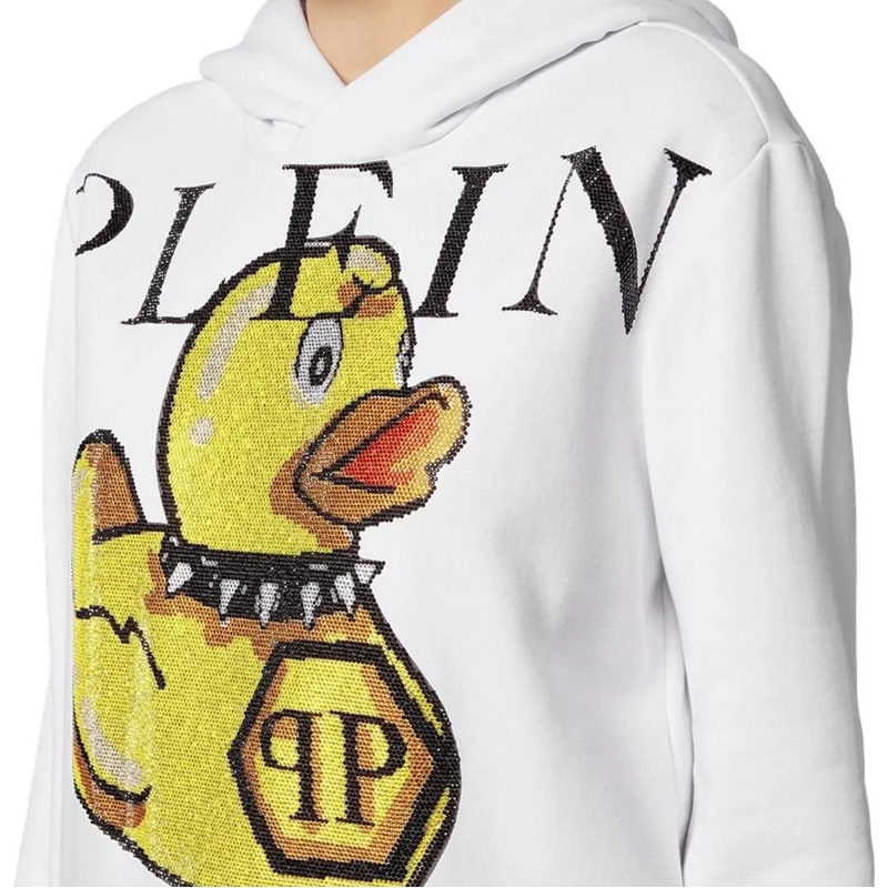 Philipp Plein Sweatshirt Hoodie Duck Mit Schmucksteinen weiss(Image 5)