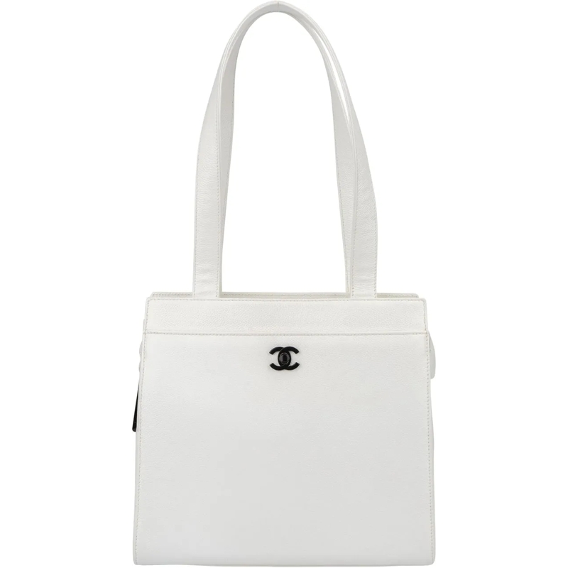 Chanel Sac à bandoulière Chanel White Caviar Leather CC Shoulder Bag weiß