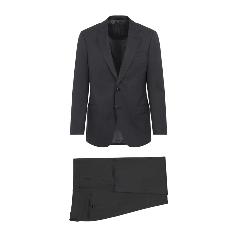 Giorgio Armani Pakcombinatie Tailored Anthracite Virgin Wool Suit Black