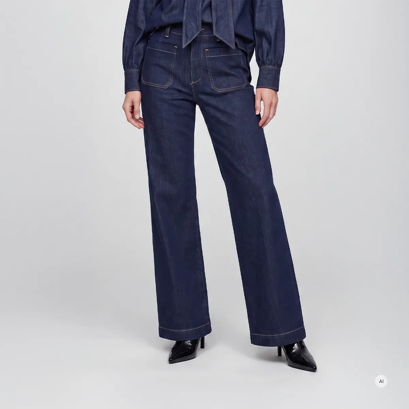Marc Aurel Ausgestellte Jeans Jeans- aufgesetzte Taschen- veganes Lederlabel  blau(Image 3)