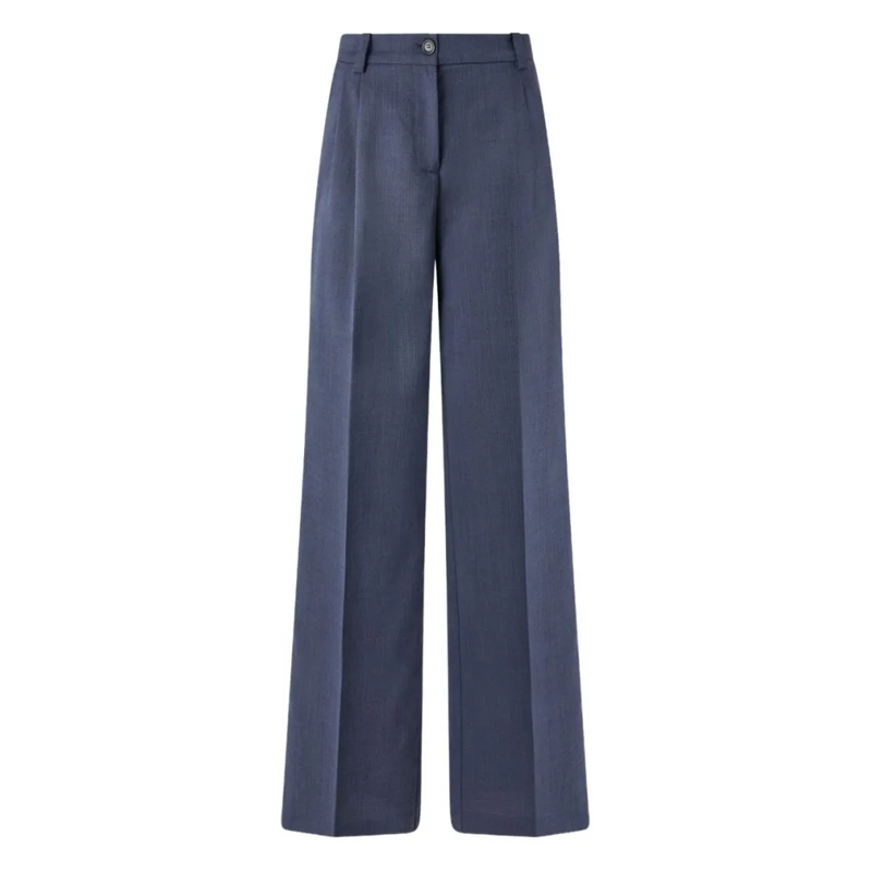 Pinko  High-Waisted Palazzo Trousers With Front Darts Blue