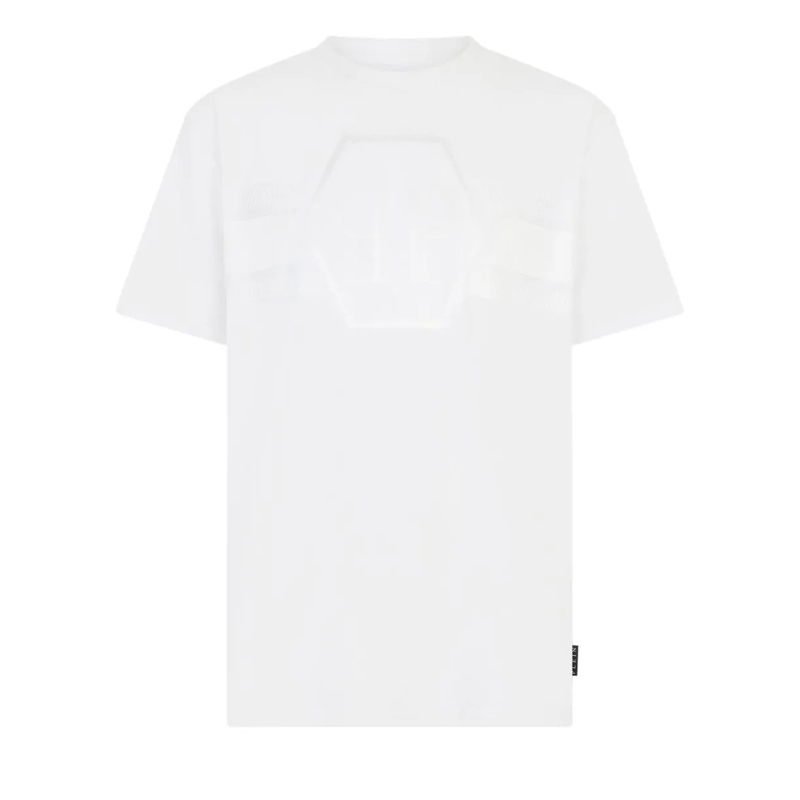 Philipp Plein T-Shirt Round Neck T-Shirt Jacquard Hexagon Line weiss(Image 2)