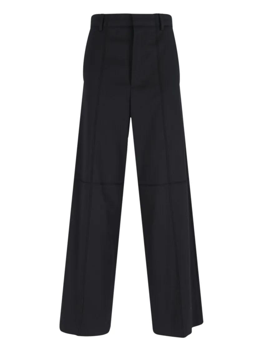 Thumbnail - MM6 Maison Margiela - Wide-Leg Black Wool Blend Trousers - Größe 44 - schwarz