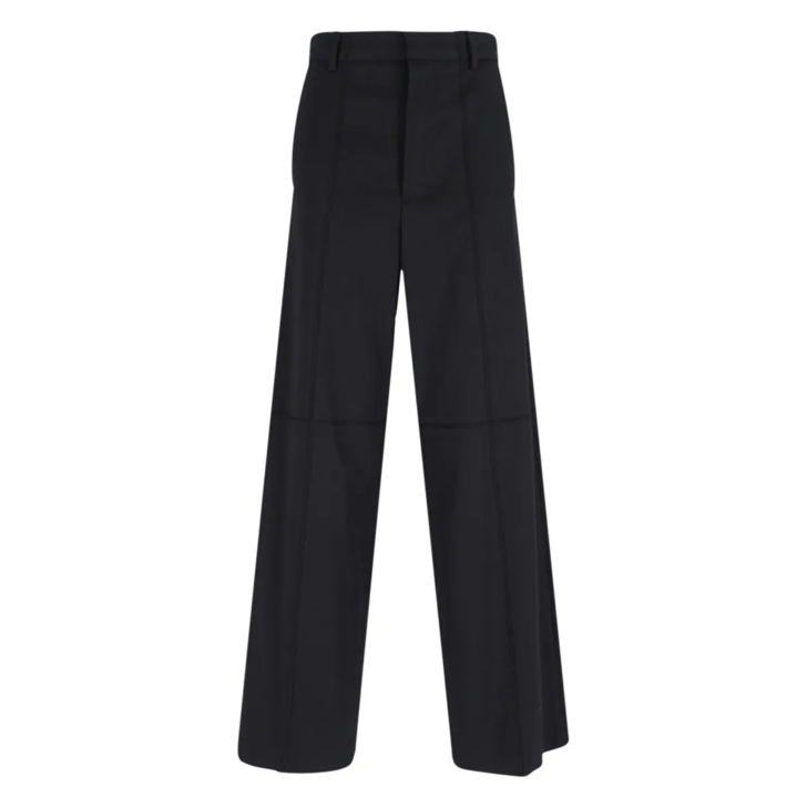 パンツ Mm6 By Maison Margiela Wide-Leg Black Wool Blend Trousers MM6 MAISON MARGIELA | Drawstring Wide Leg Wool Cargo Pants