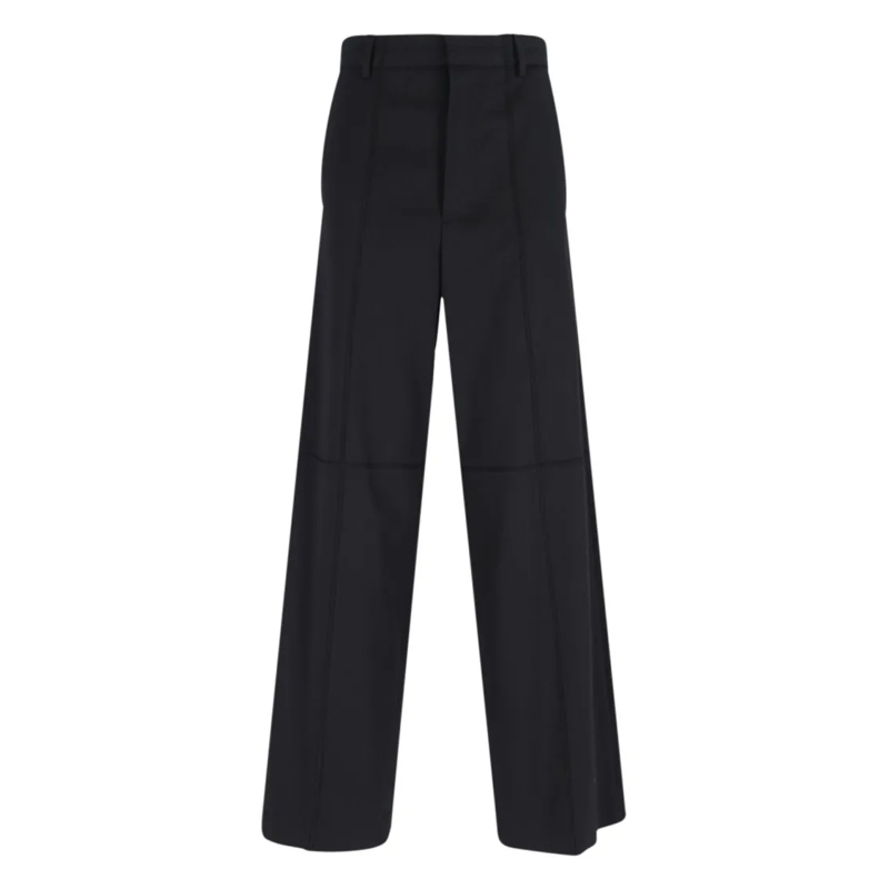 MM6 Maison Margiela  Wide-Leg Black Wool Blend Trousers Black