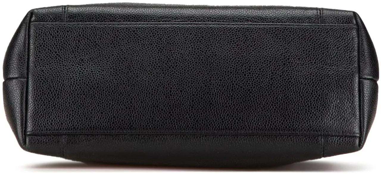 Chanel Shoppers Embroidered Caviar Logo Shoulder Bag in zwart