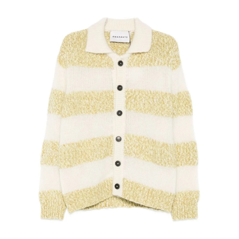 Amaranto Strickjacke Amaranto Green Sweater With Horizontal Stripes Neutrals