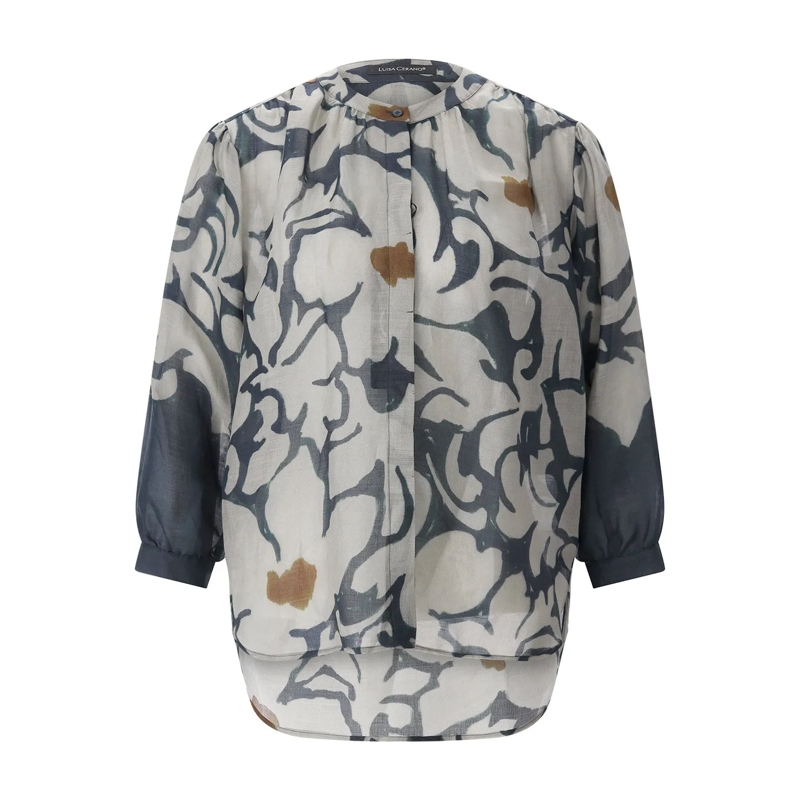 Luisa Cerano Bluse Hemdbluse mit Print beige