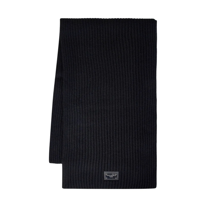 Dolce&Gabbana Écharpe légère Ribbed Black Wool-Cashmere Blend Scarf Black