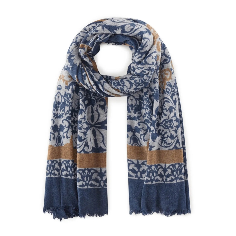 Codello Lichtgewicht Sjaal Schal aus Kaschmir-Mix Dunkelblau