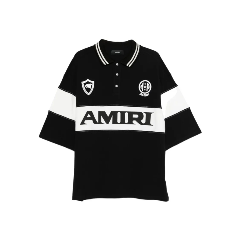 Amiri Polo shirt Black Polo Shirt With White Striped Black