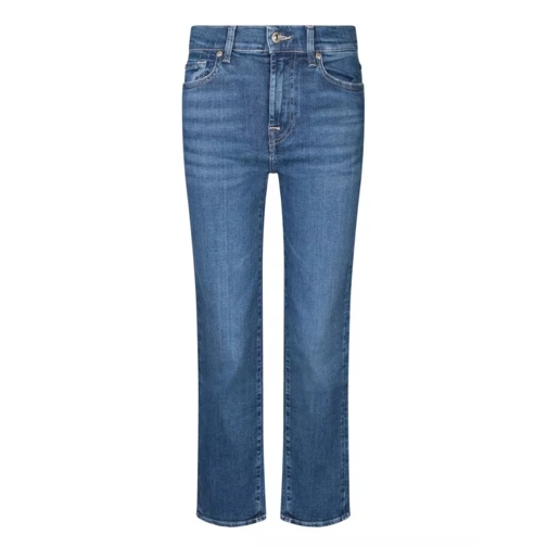 Seven for all Mankind Mid-Rise Straight Jeans Blue Jeans med raka ben