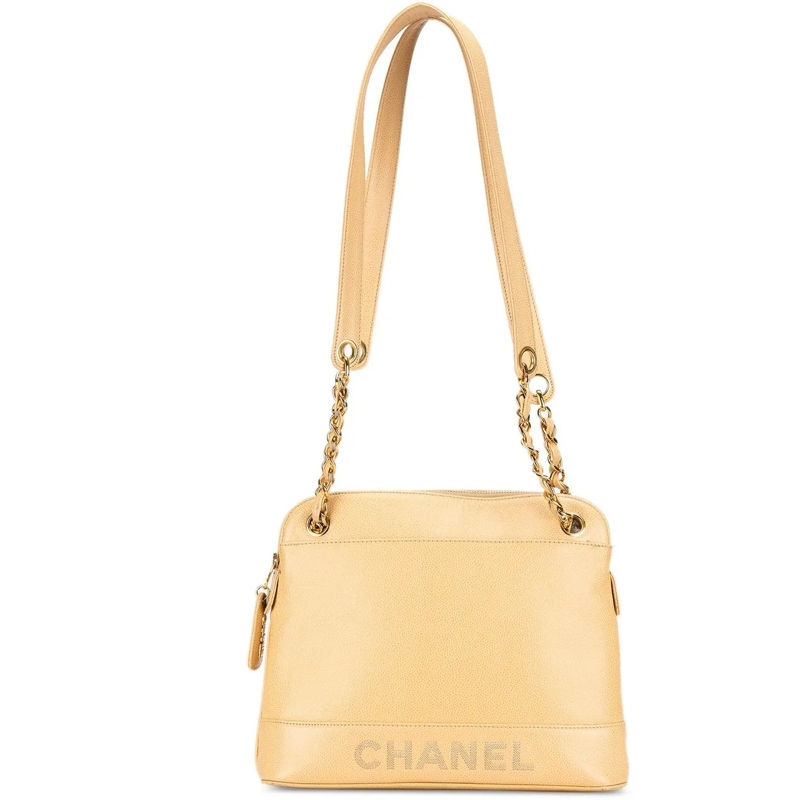 Chanel Sac à bandoulière Caviar Logo Chain Shoulder Bag gelb