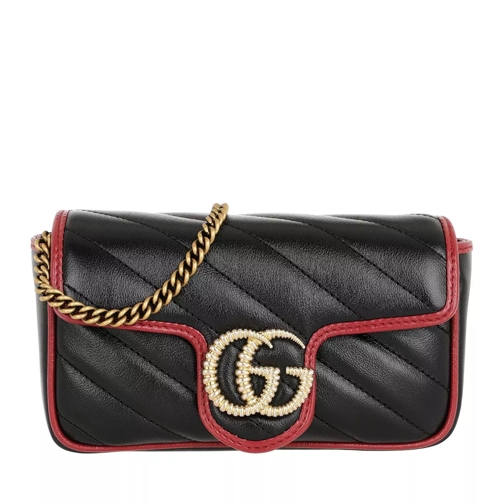 Gucci GG Marmont Super Mini Bag Leather Black/Red Crossbody Bag