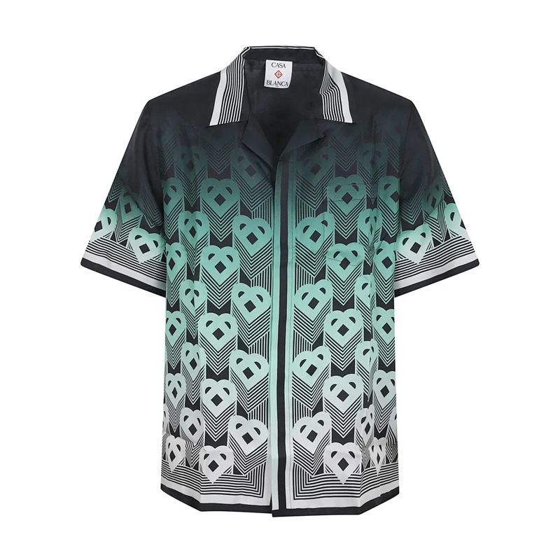 Casablanca Overhemd Silk Gradient Geometric Pattern Short-Sleeve Shirt Multicolor