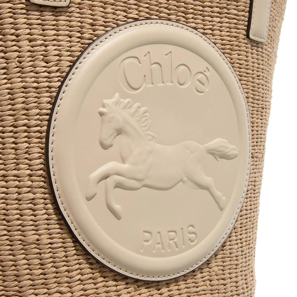 Chloé Shoppers Horse Medal Basket in beige