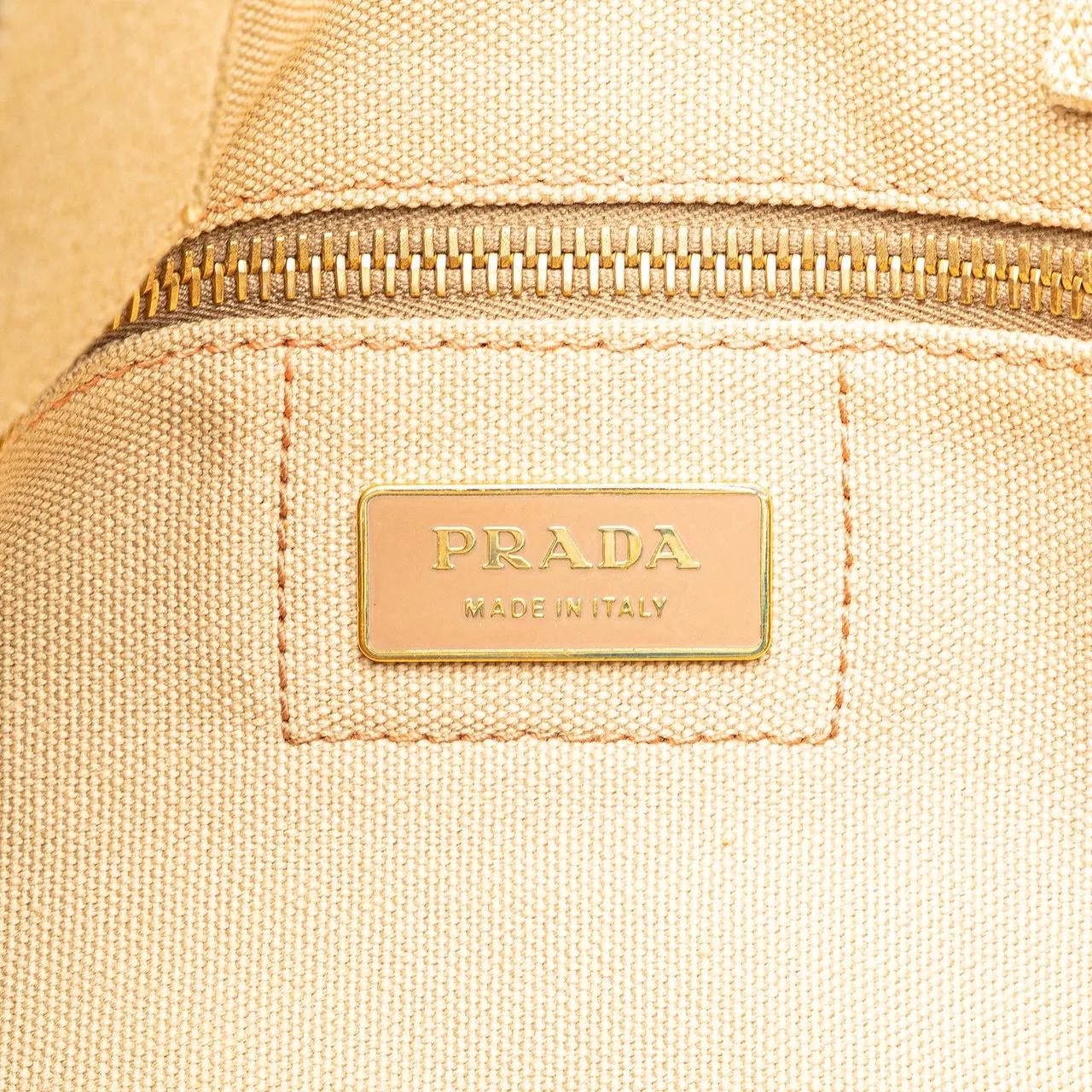 Thumbnail - Prada Hobo Bags - Large Canvas Printed Canapa Satchel - Gr. unisize - in Gelb - für Damen