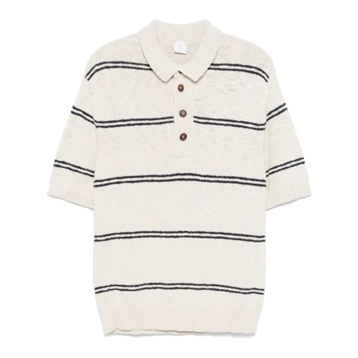 Eleventy Polo Light Beige Striped Polo Shirt Neutrals